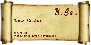 Macz Csaba névjegykártya